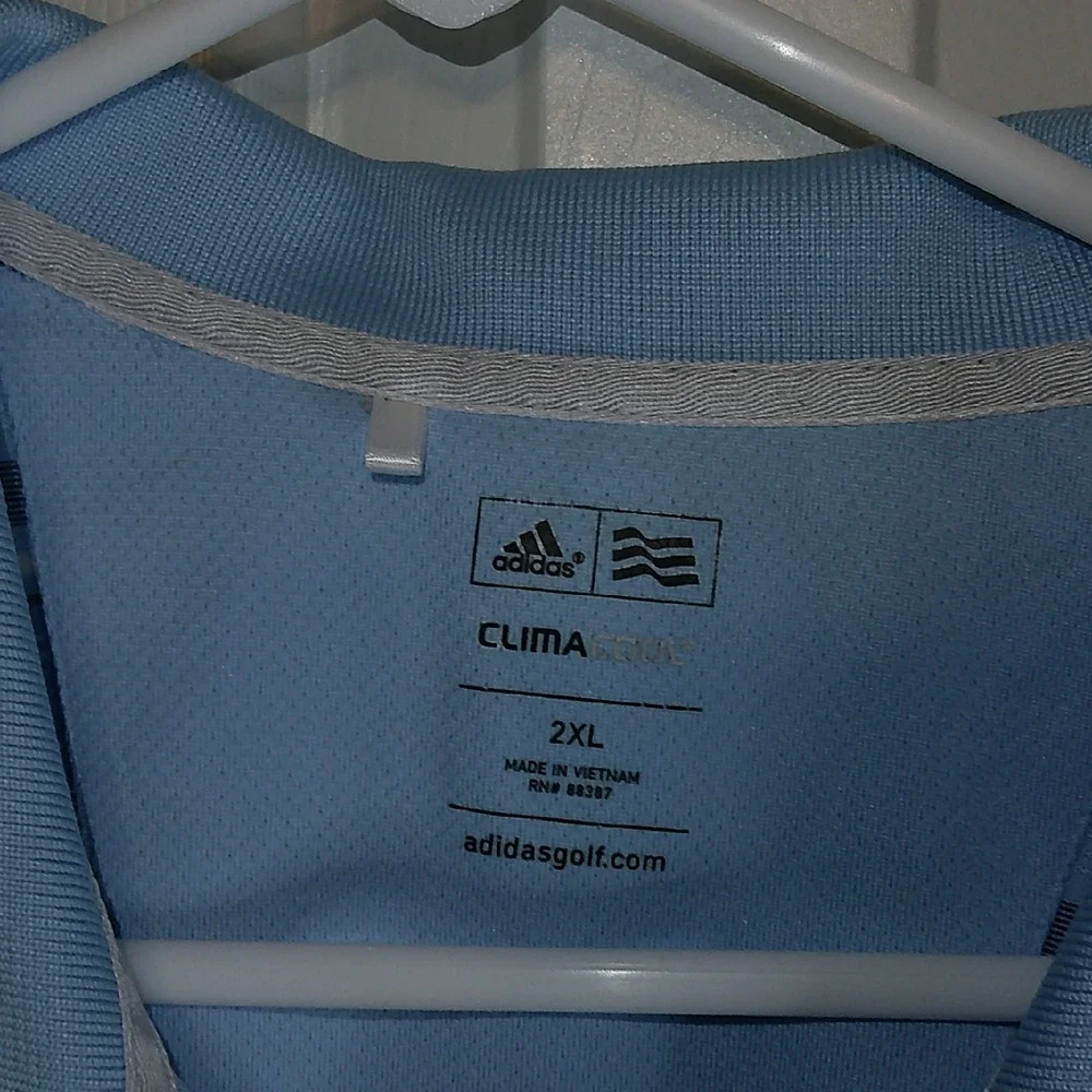 Adidas ClimaCool Golf Polo Shirt Striped Blue Gray Athletic‎ 2XL